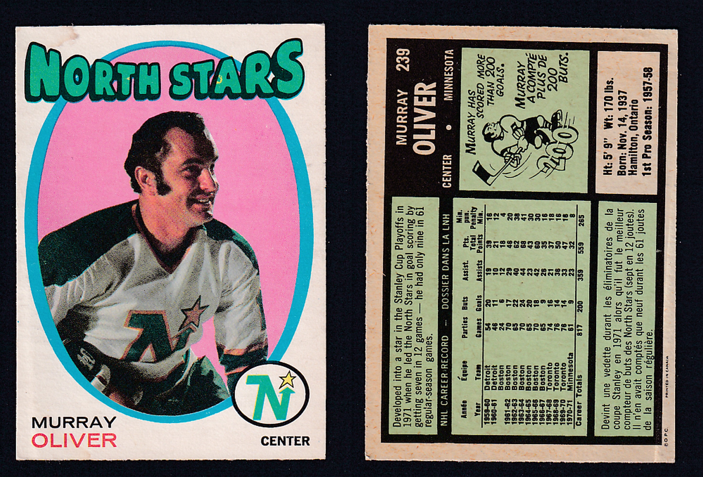 1971-72 O-PEE-CHEE HOCKEY CARD #239 M. OLIVER photo