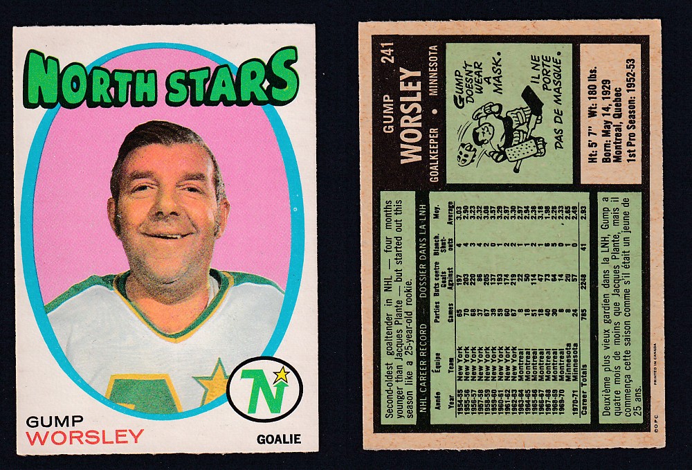 1971-72 O-PEE-CHEE HOCKEY CARD #241 G. WORSLEY photo