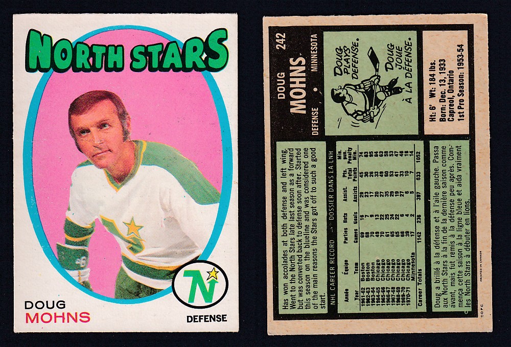 1971-72 O-PEE-CHEE HOCKEY CARD #242 D. MOHNS photo