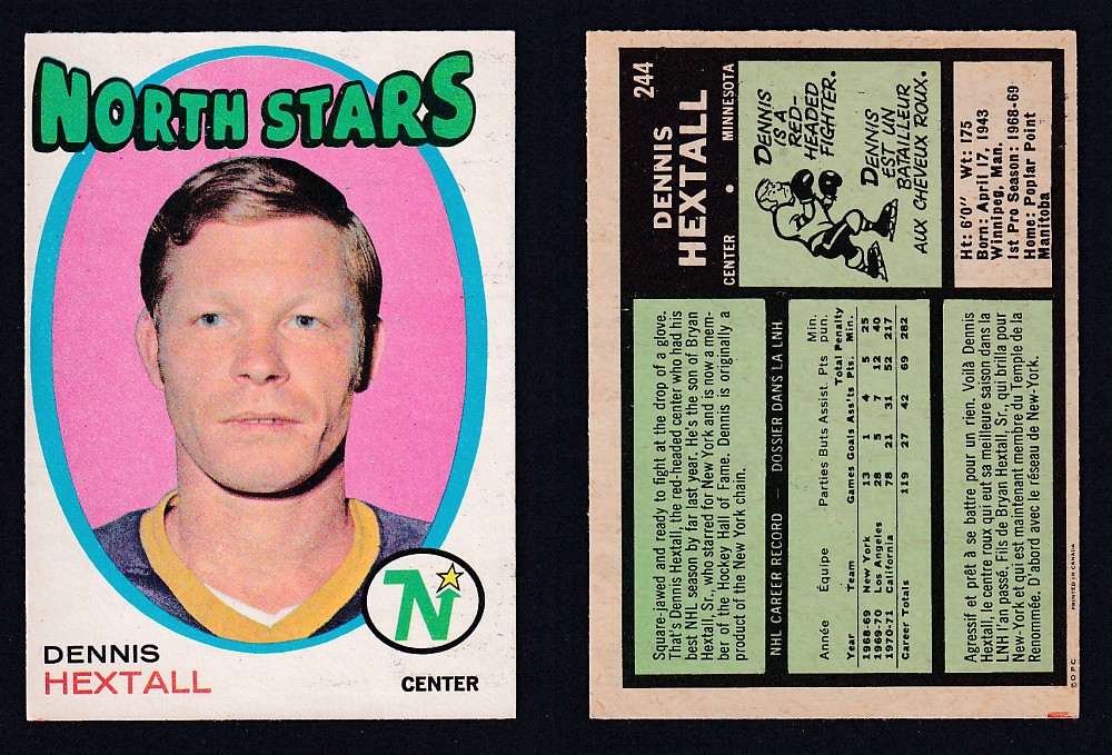 1971-72 O-PEE-CHEE HOCKEY CARD #244 D. HEXTALL photo