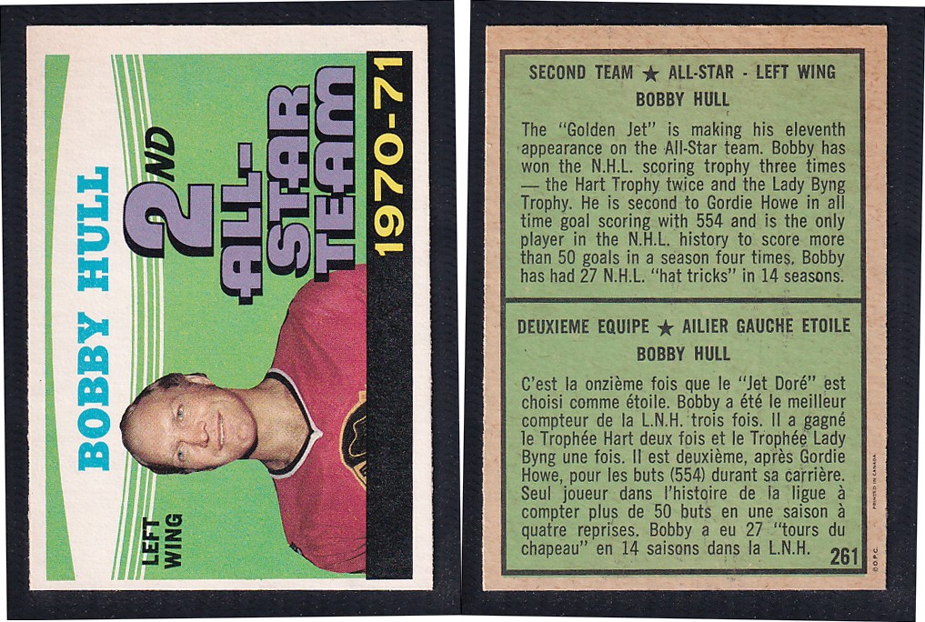 1971-72 O-PEE-CHEE HOCKEY CARD #261 SECOND TEAM ALL STAR: BOBBY HULL photo