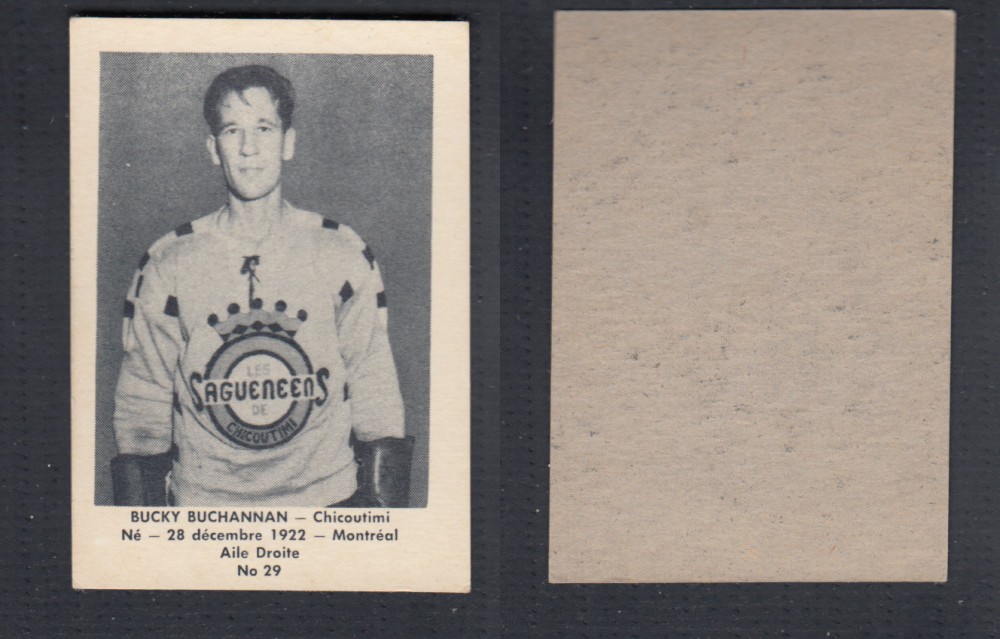 1952-53 LAVAL DAIRY UPDATE HOCKEY CARD #29 B. BUCHANNAN photo 1952-53 LAVAL DAIRY UPDATE HOCKEY CARD #29 B. BUCHANNAN photo