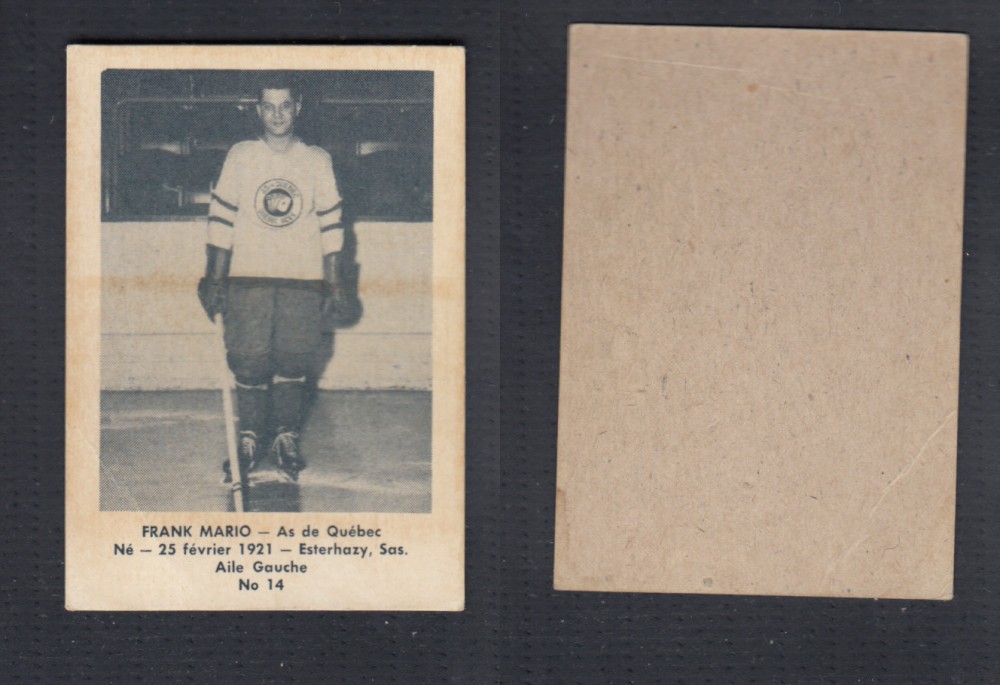 1952-53 LAVAL DAIRY UPDATE HOCKEY CARD #14 F. MARIO photo 1952-53 LAVAL DAIRY UPDATE HOCKEY CARD #14 F. MARIO photo