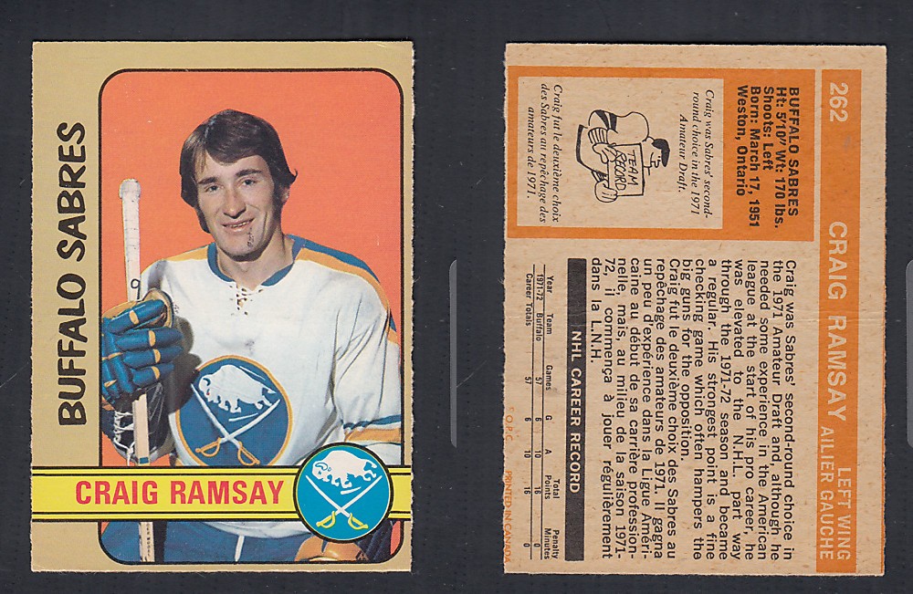 1972-73 O-PEE-CHEE HOCKEY CARD #262 C. RAMSAY photo 1972-73 O-PEE-CHEE HOCKEY CARD #262 C. RAMSAY photo