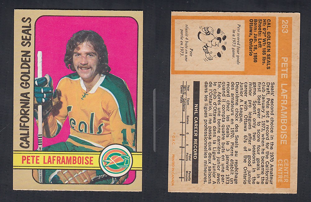 1972-73 O-PEE-CHEE HOCKEY CARD #263 P. LAFRAMBOISE photo 1972-73 O-PEE-CHEE HOCKEY CARD #263 P. LAFRAMBOISE photo