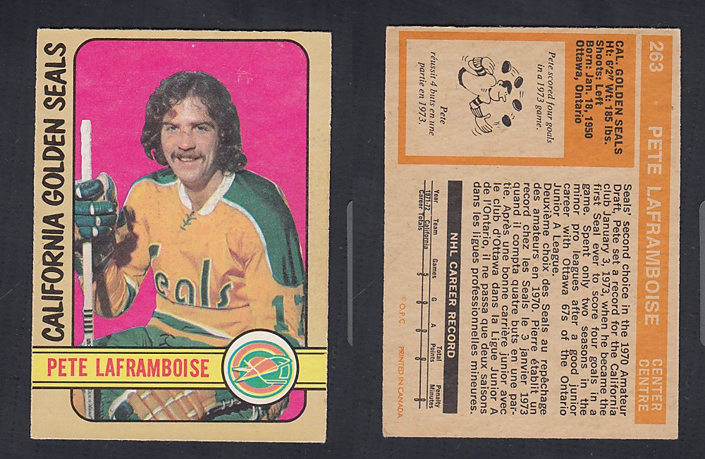 1972-73 O-PEE-CHEE HOCKEY CARD #263 P. LAFRAMBOISE photo