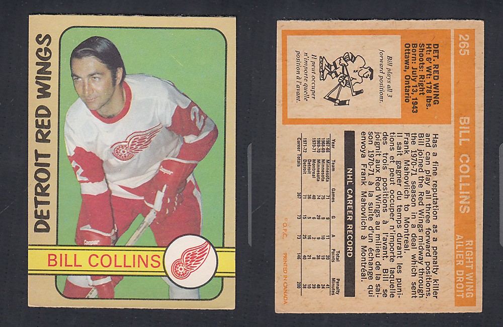 1972-73 O-PEE-CHEE HOCKEY CARD #265 B. COLLINS photo 1972-73 O-PEE-CHEE HOCKEY CARD #265 B. COLLINS photo