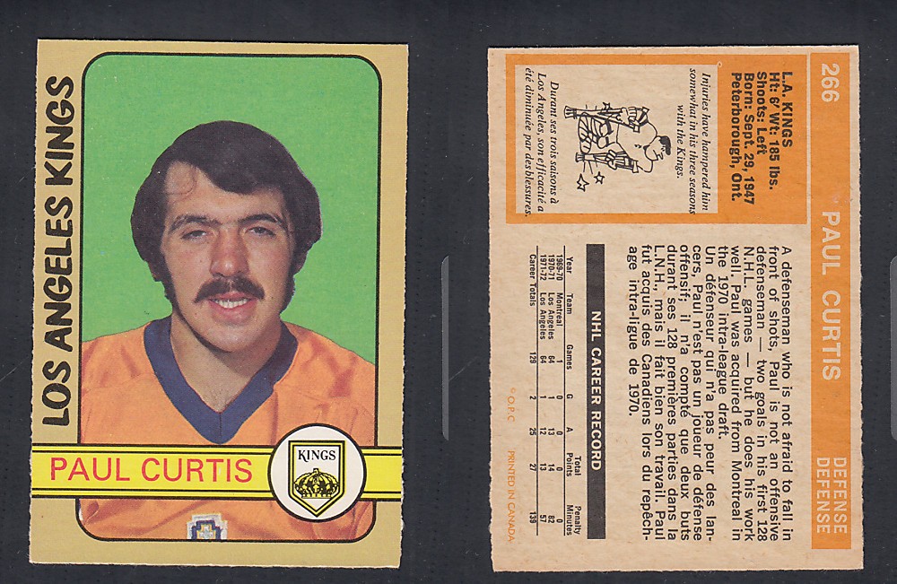 1972-73 O-PEE-CHEE HOCKEY CARD #266 P. CURTIS photo 1972-73 O-PEE-CHEE HOCKEY CARD #266 P. CURTIS photo