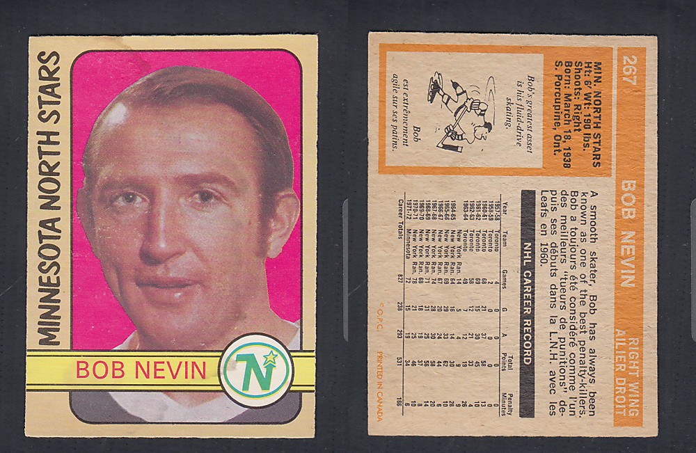 1972-73 O-PEE-CHEE HOCKEY CARD #267 B. NEVIN photo 1972-73 O-PEE-CHEE HOCKEY CARD #267 B. NEVIN photo