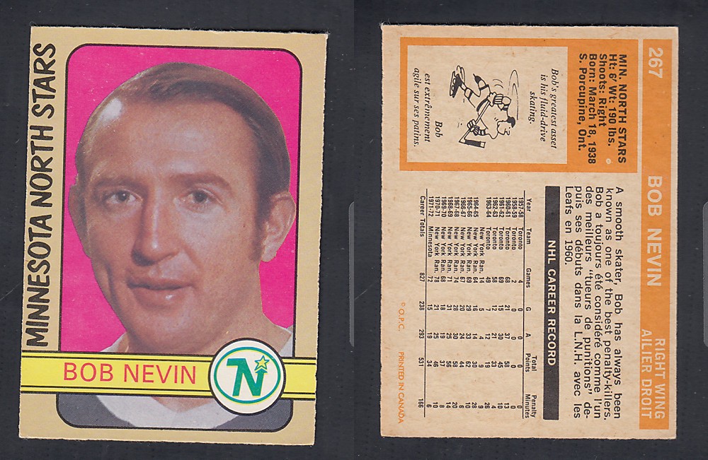 1972-73 O-PEE-CHEE HOCKEY CARD #267 B. NEVIN photo 1972-73 O-PEE-CHEE HOCKEY CARD #267 B. NEVIN photo