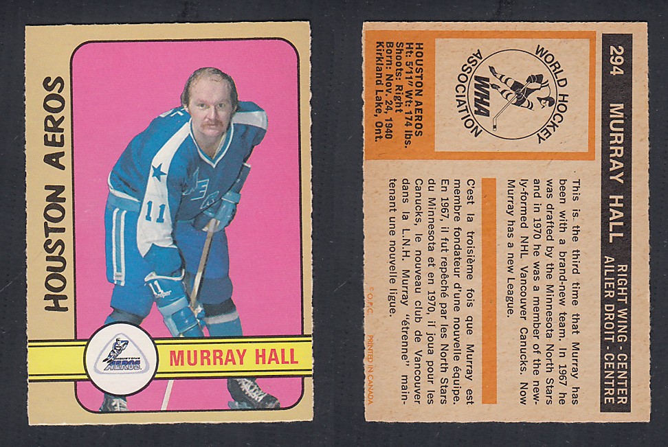 1972-73 O-PEE-CHEE HOCKEY CARD #294 M. HALL photo