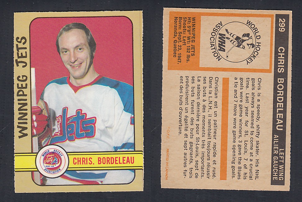 1972-73 O-PEE-CHEE HOCKEY CARD #299 C. BORDELEAU photo