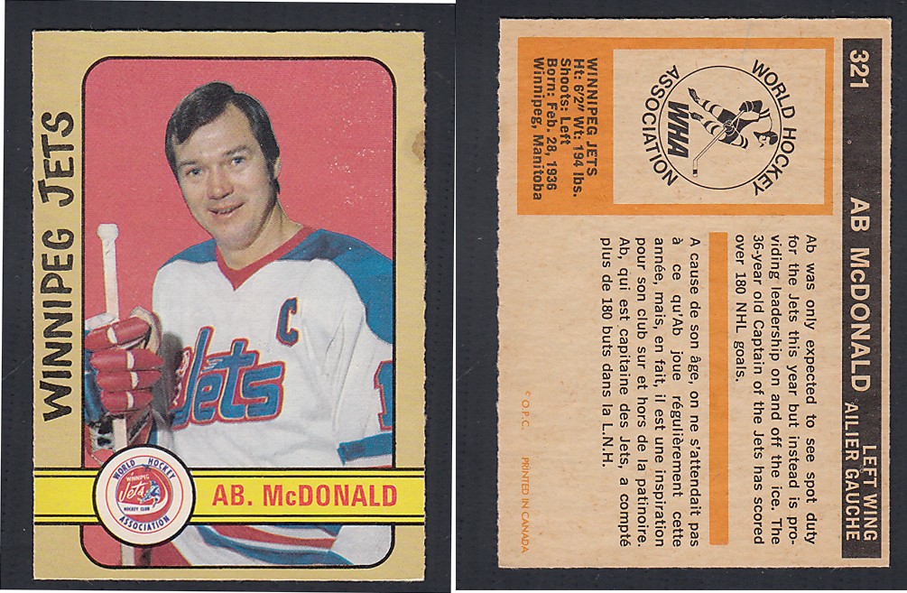 1972-73 O-PEE-CHEE HOCKEY CARD #321 A. MCDONALD photo