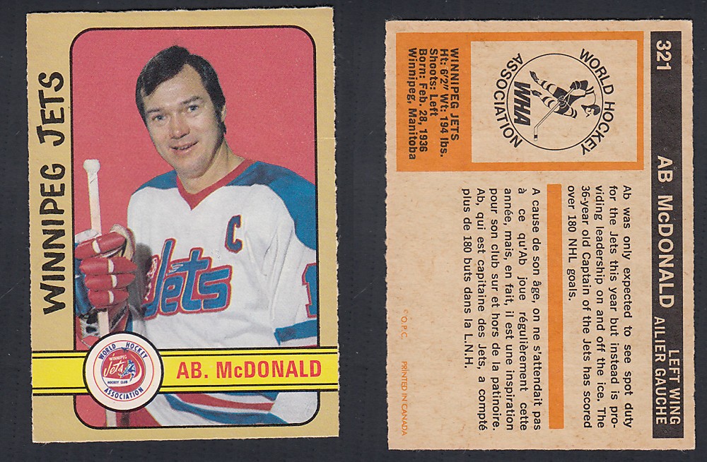 1972-73 O-PEE-CHEE HOCKEY CARD #321 A. MCDONALD photo