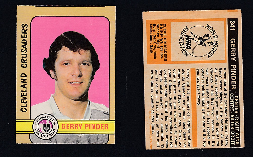 1972-73 O-PEE-CHEE HOCKEY CARD #341 G. PINDER photo 1972-73 O-PEE-CHEE HOCKEY CARD #341 G. PINDER photo