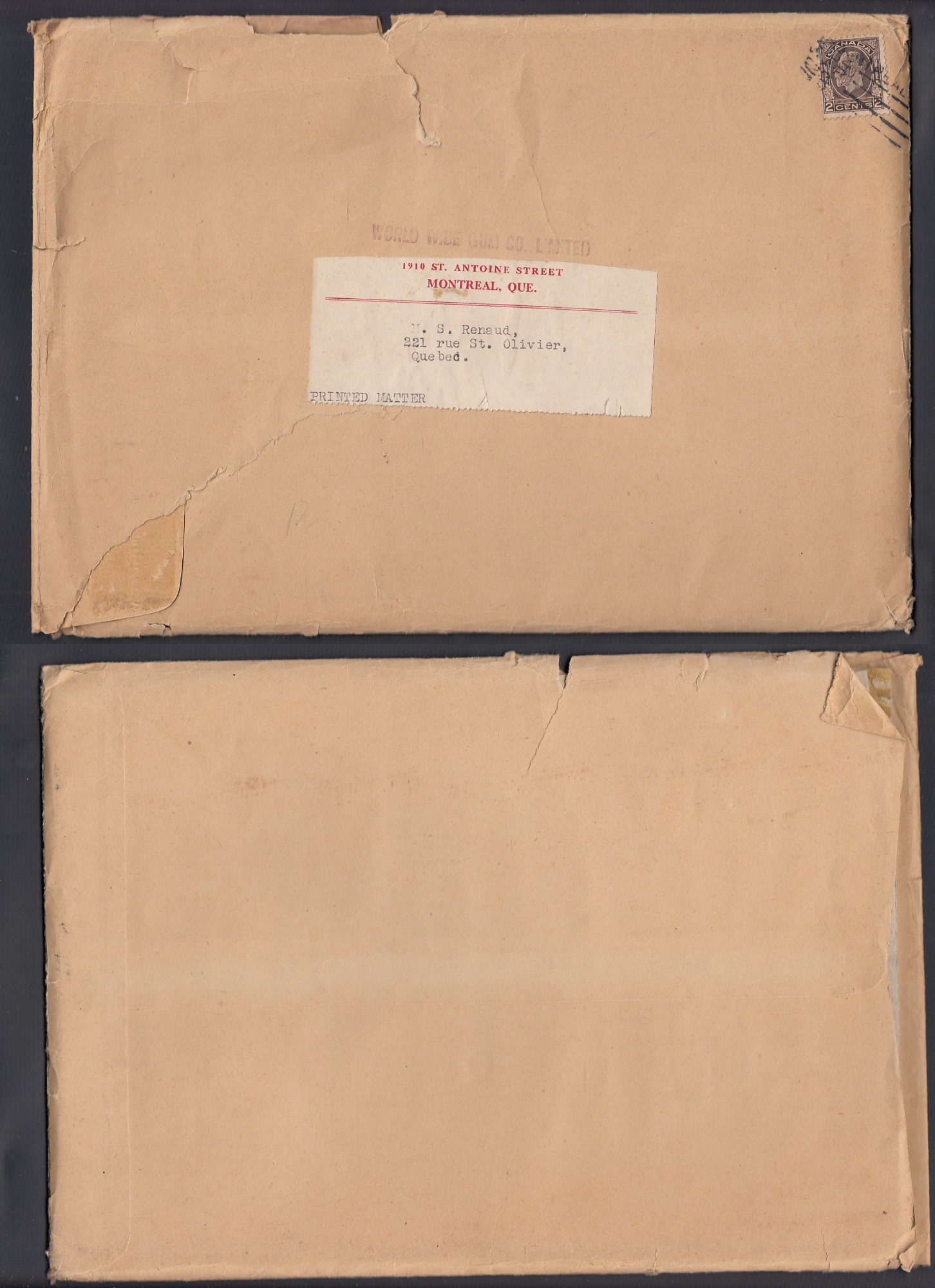 1933-34 WOLD WIDE GUM ICE KINGS PRENIUM ORIGINAL SHIPPING ENVELOPE photo 1933-34 WOLD WIDE GUM ICE KINGS PRENIUM ORIGINAL SHIPPING ENVELOPE photo