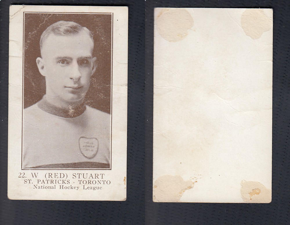 1923-24 WILLIAM PATERSON HOCKEY CARD #22 W. STUART photo 1923-24 WILLIAM PATERSON HOCKEY CARD #22 W. STUART photo