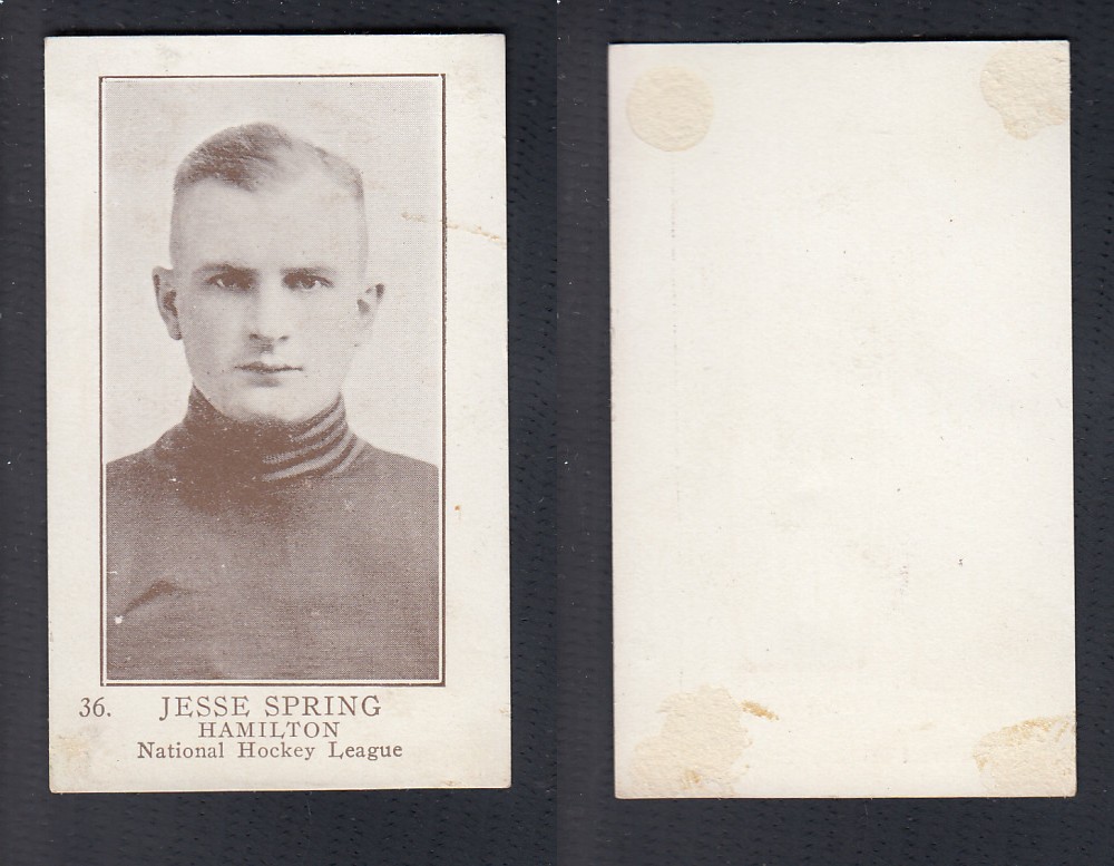 1923-24 WILLIAM PATERSON HOCKEY CARD #36 J. SPRING photo 1923-24 WILLIAM PATERSON HOCKEY CARD #36 J. SPRING photo