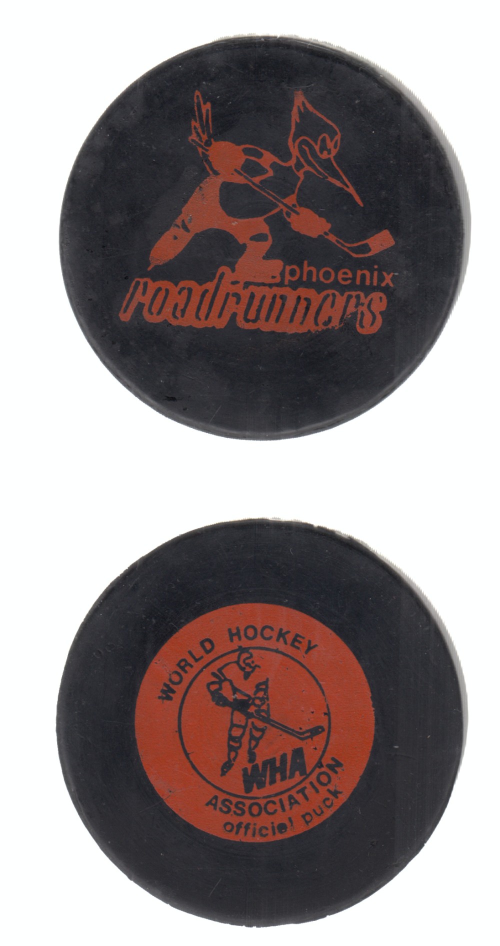 1974-75 WHA CCM3 PHOENIX ROAD RUNNERS GAME PUCK photo 1974-75 WHA CCM3 PHOENIX ROAD RUNNERS GAME PUCK photo