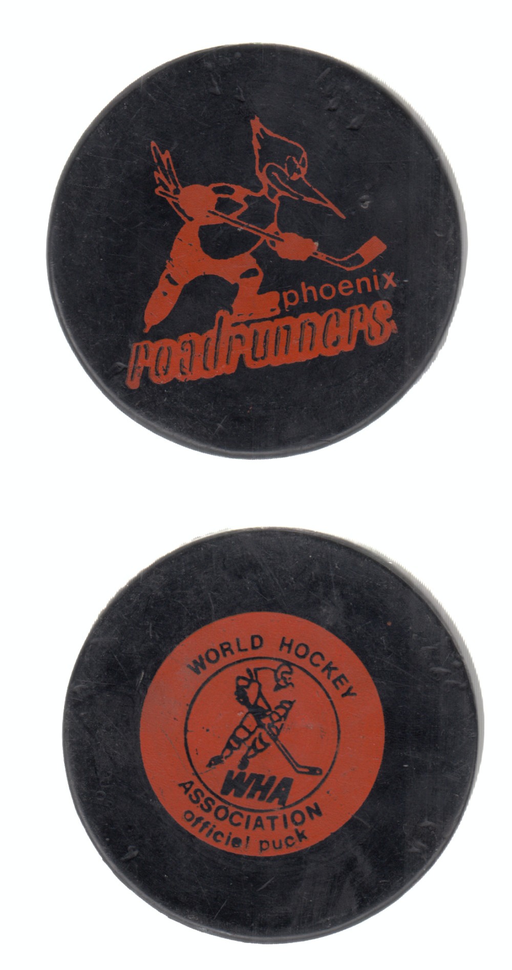 1974-75 WHA CCM3 PHOENIX ROAD RUNNERS GAME PUCK photo 1974-75 WHA CCM3 PHOENIX ROAD RUNNERS GAME PUCK photo