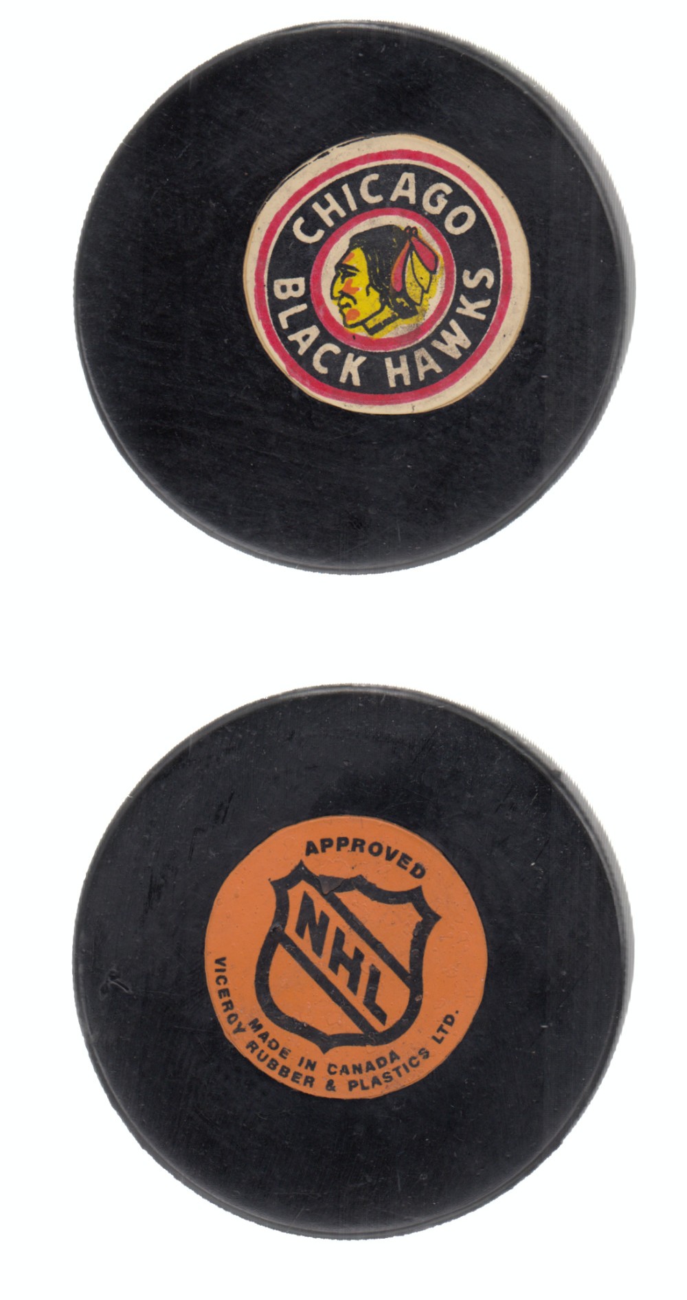 1975-83 VICEROY V3 CHICAGO BLACK HAWKS GAME PUCK photo 1975-83 VICEROY V3 CHICAGO BLACK HAWKS GAME PUCK photo