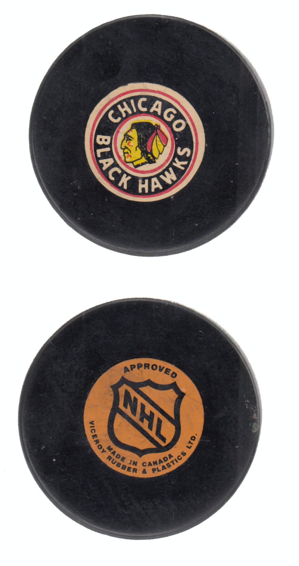1975-83 VICEROY V3 CHICAGO BLACK HAWKS GAME PUCK photo 1975-83 VICEROY V3 CHICAGO BLACK HAWKS GAME PUCK photo