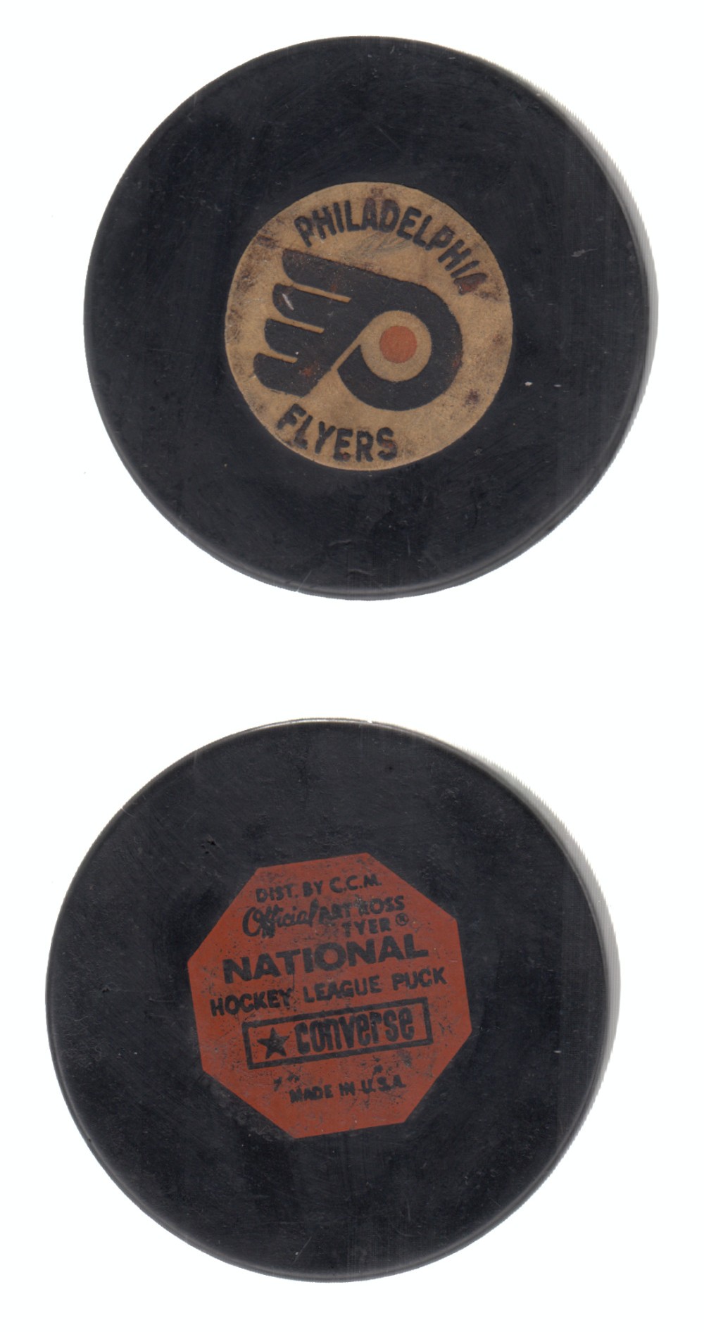 1970-77 CONVERSE PHILADELPHIA FLYERS GAME PUCK photo 1970-77 CONVERSE PHILADELPHIA FLYERS GAME PUCK photo