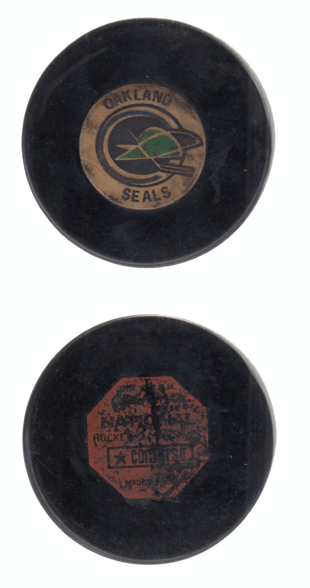 1970-77 CONVERSE OAKLAND SEALS GAME PUCK photo 1970-77 CONVERSE OAKLAND SEALS GAME PUCK photo