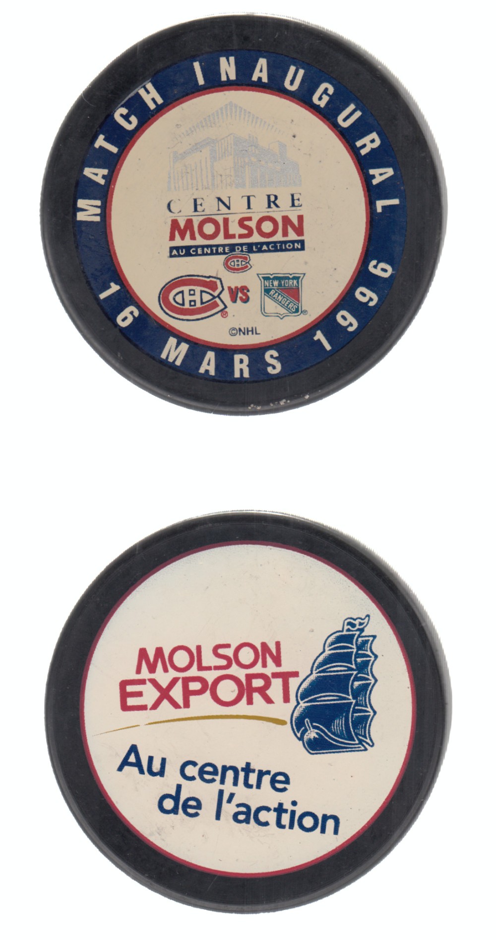 1996 MONTREAL CANADIENS INAUGURAL GAME PUCK photo 1996 MONTREAL CANADIENS INAUGURAL GAME PUCK photo
