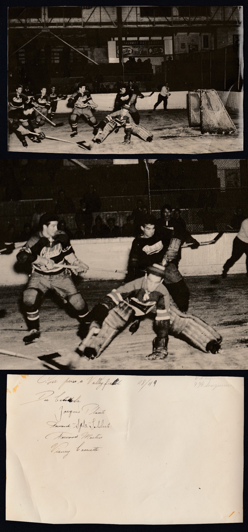 1948-49 QUEBEC CITADELLES HOCKEY J. PLANTE ORIGINAL PHOTO photo 1948-49 QUEBEC CITADELLES HOCKEY J. PLANTE ORIGINAL PHOTO photo