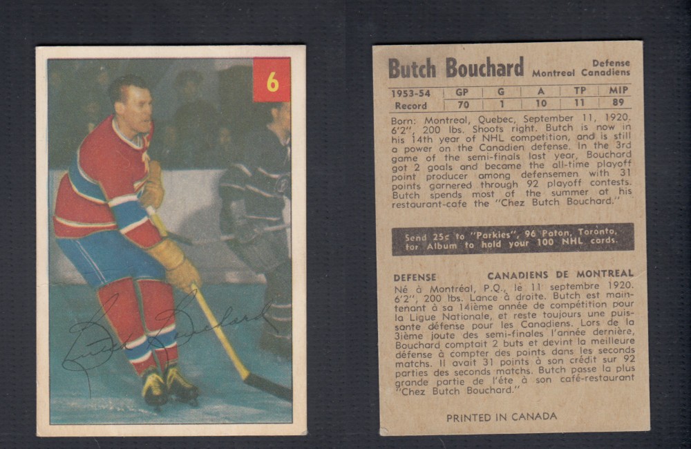 1954-55 PARKHURST HOCKEY CARD #6 B. BUCHARD photo 1954-55 PARKHURST HOCKEY CARD #6 B. BUCHARD photo