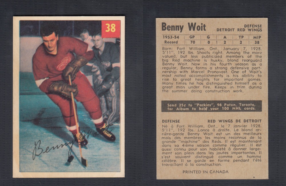 1954-55 PARKHURST HOCKEY CARD #38 B. WOIT photo 1954-55 PARKHURST HOCKEY CARD #38 B. WOIT photo