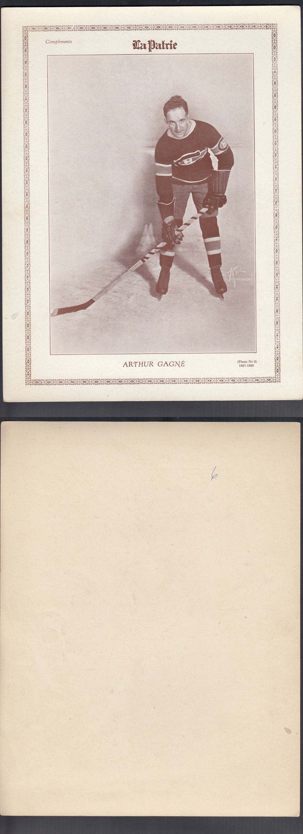 1927-28 LA PATRIE PHOTO #2 A. GAGNE photo 1927-28 LA PATRIE PHOTO #2 A. GAGNE photo