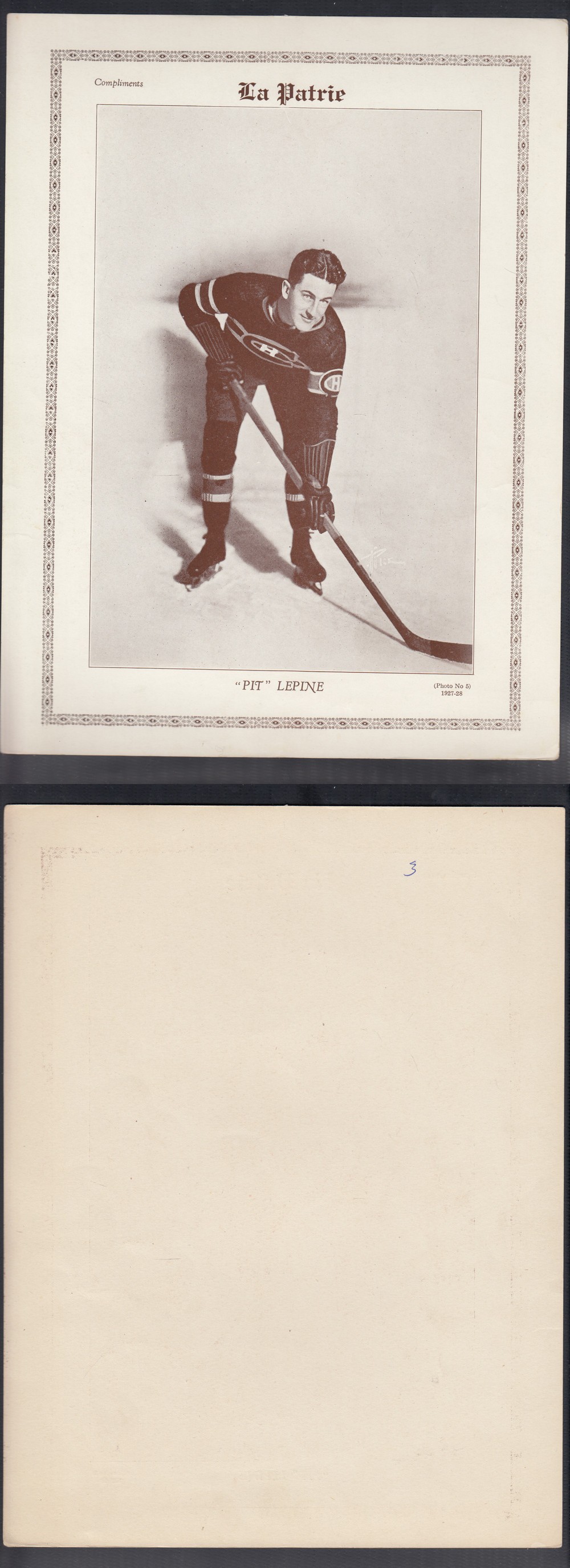 1927-28 LA PATRIE PHOTO #5 A. LEPINE photo 1927-28 LA PATRIE PHOTO #5 A. LEPINE photo