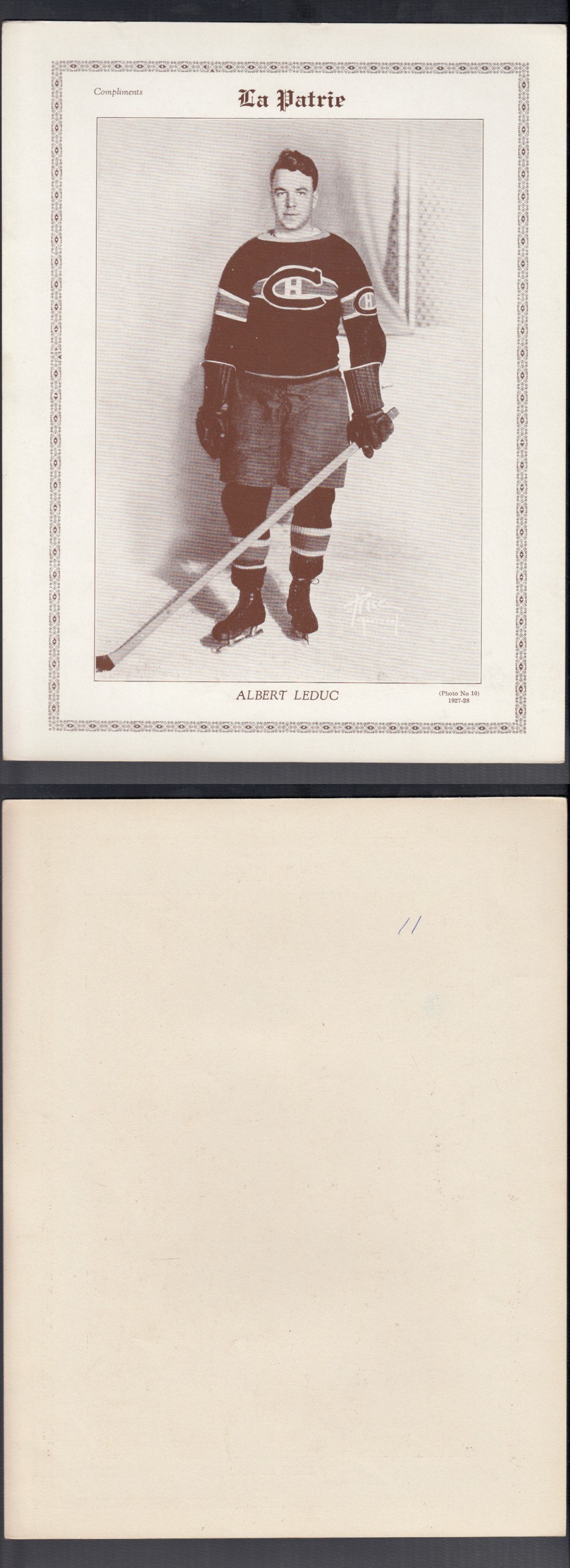 1927-28 LA PATRIE PHOTO #10 A. LEDUC photo 1927-28 LA PATRIE PHOTO #10 A. LEDUC photo