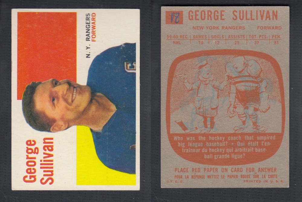 1960-61 TOPPS HOCKEY CARD #18 G. SULLIVAN photo