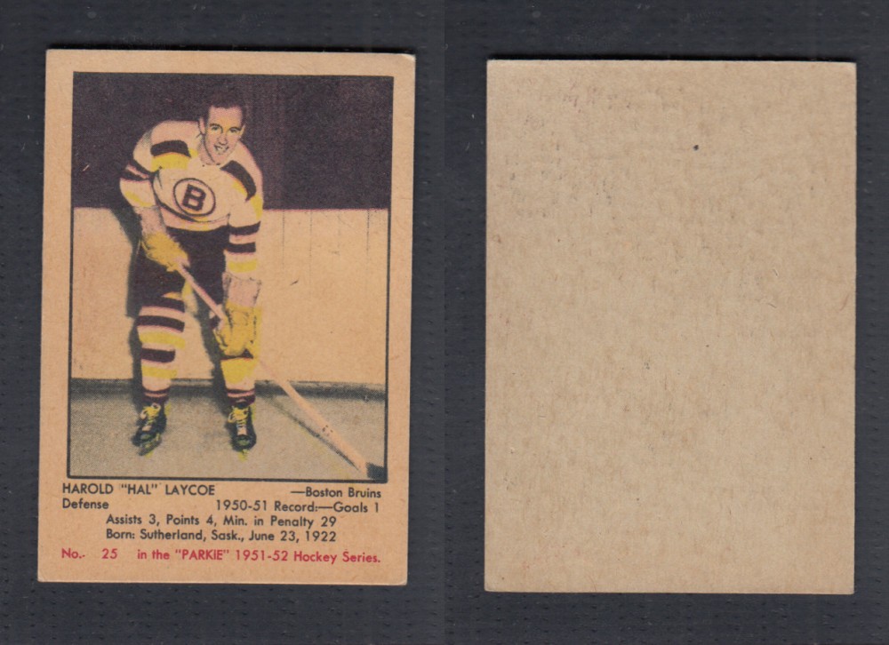 1951-52 PARKHURST HOCKEY CARD #25 H. LAYCOE photo 1951-52 PARKHURST HOCKEY CARD #25 H. LAYCOE photo