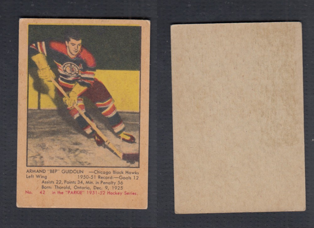 1951-52 PARKHURST HOCKEY CARD #42 A. GUIDOLIN photo 1951-52 PARKHURST HOCKEY CARD #42 A. GUIDOLIN photo