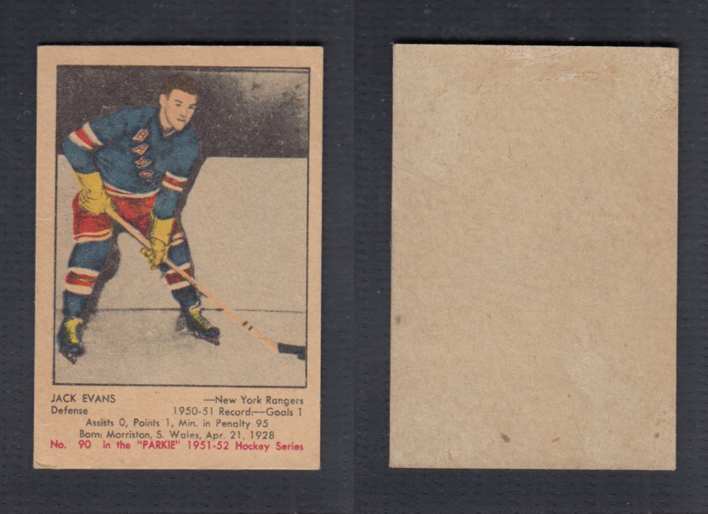 1951-52 PARKHURST HOCKEY CARD #90 J. EVANS photo 1951-52 PARKHURST HOCKEY CARD #90 J. EVANS photo