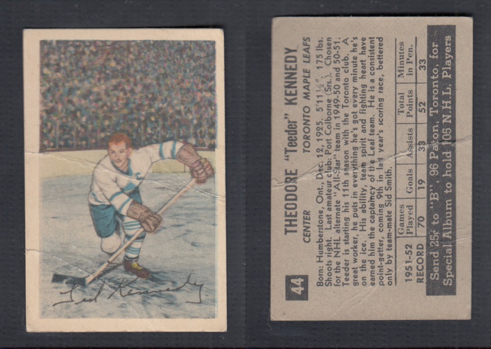 1952-53 PARKHURST HOCKEY CARD #44 T. KENNEDY photo 1952-53 PARKHURST HOCKEY CARD #44 T. KENNEDY photo