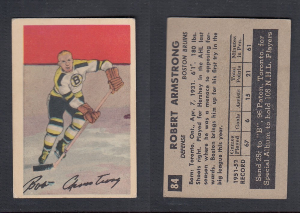 1952-53 PARKHURST HOCKEY CARD #84 R. ARMSTRONG photo 1952-53 PARKHURST HOCKEY CARD #84 R. ARMSTRONG photo
