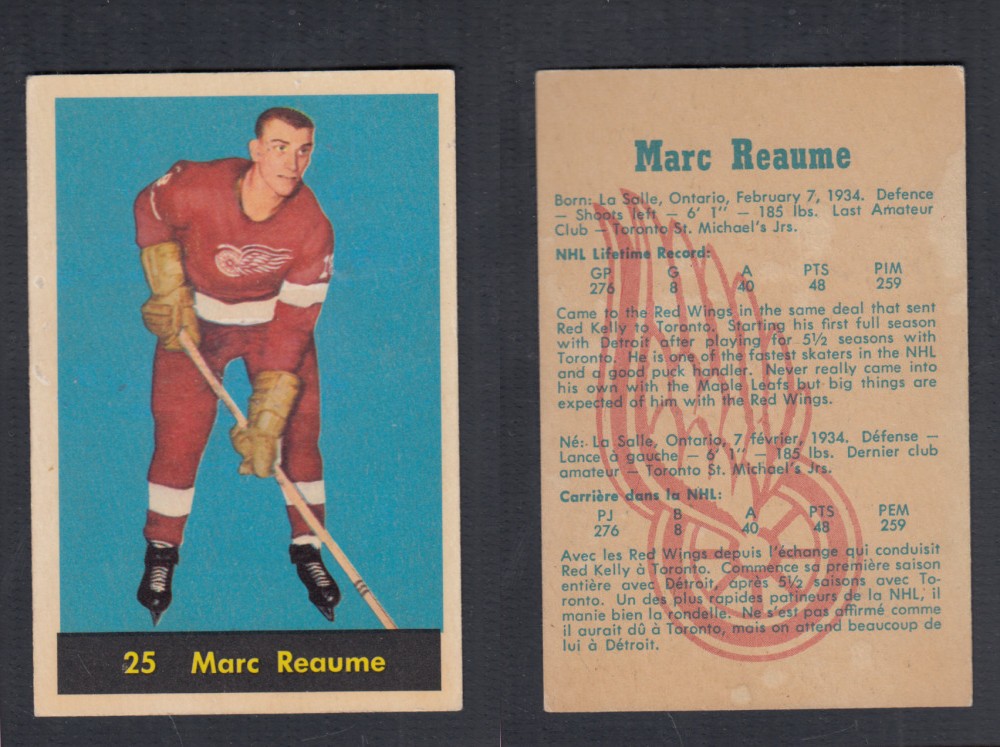 1960-61 PARKHURST HOCKEY CARD #25 M. REAUME photo 1960-61 PARKHURST HOCKEY CARD #25 M. REAUME photo