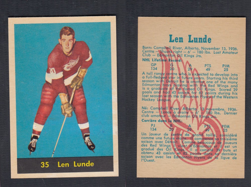 1960-61 PARKHURST HOCKEY CARD #35 L. LUNDE photo 1960-61 PARKHURST HOCKEY CARD #35 L. LUNDE photo