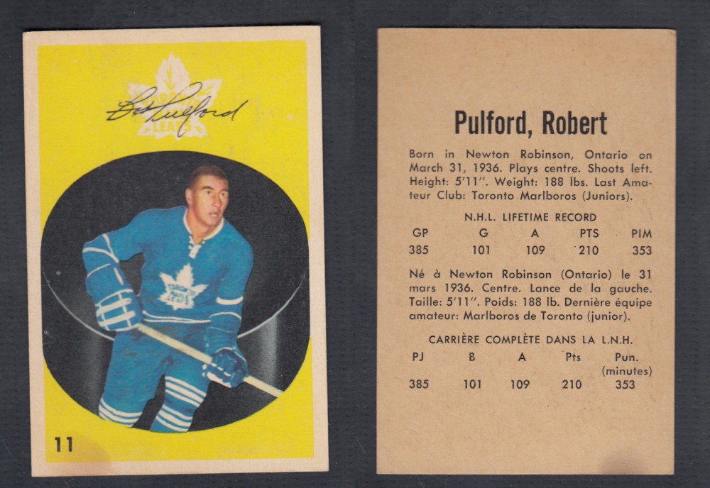 1962-63 PARKHURST HOCKEY CARD #11 R. PULFORD photo 1962-63 PARKHURST HOCKEY CARD #11 R. PULFORD photo