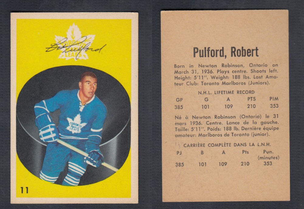 1962-63 PARKHURST HOCKEY CARD #11 R. PULFORD photo 1962-63 PARKHURST HOCKEY CARD #11 R. PULFORD photo