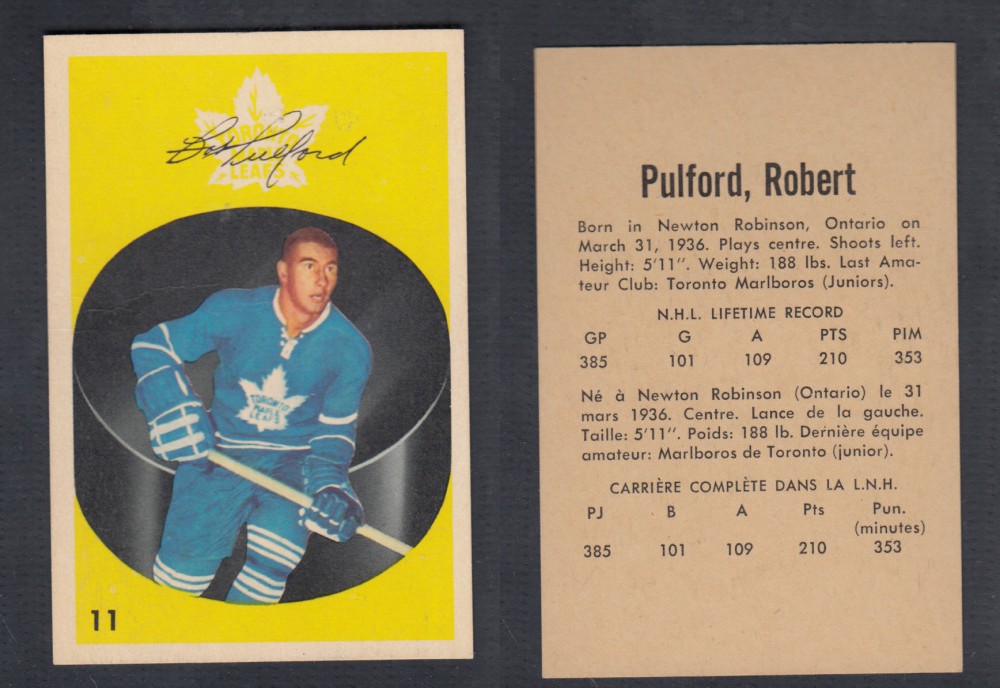 1962-63 PARKHURST HOCKEY CARD #11 R. PULFORD photo 1962-63 PARKHURST HOCKEY CARD #11 R. PULFORD photo