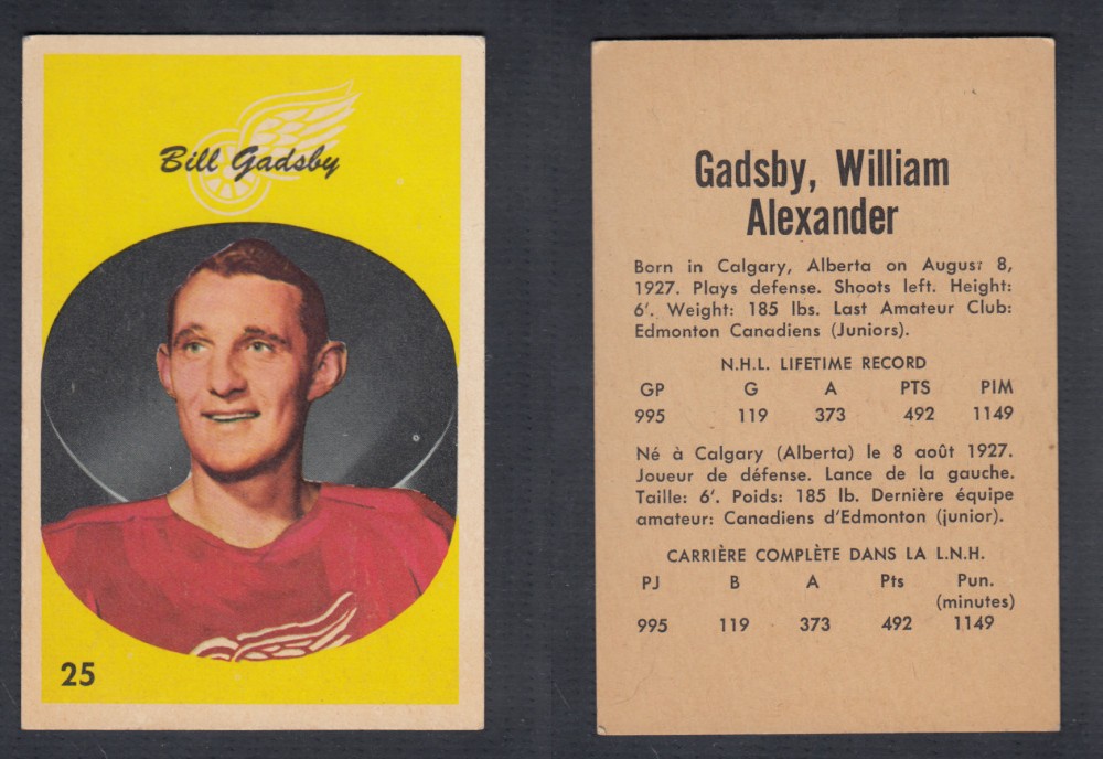 1962-63 PARKHURST HOCKEY CARD #25 W. GLADSBY photo 1962-63 PARKHURST HOCKEY CARD #25 W. GLADSBY photo