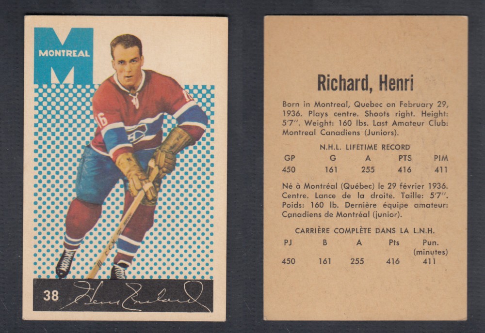 1962-63 PARKHURST HOCKEY CARD #38 H. RICHARD photo 1962-63 PARKHURST HOCKEY CARD #38 H. RICHARD photo