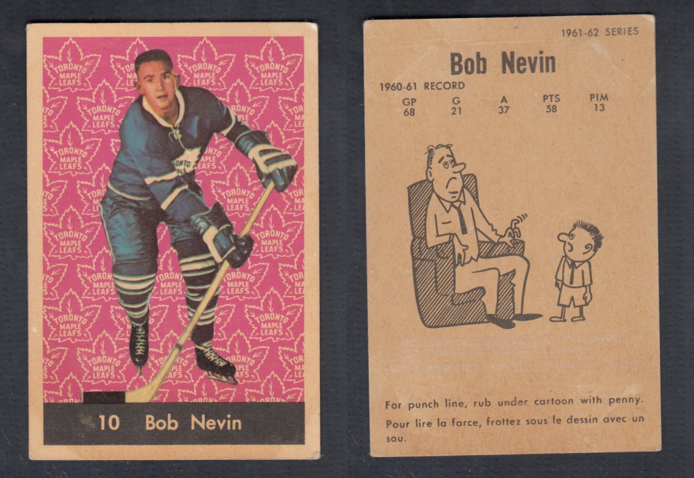 1961-62 PARKHURST HOCKEY CARD #10 B. NEVIN photo 1961-62 PARKHURST HOCKEY CARD #10 B. NEVIN photo