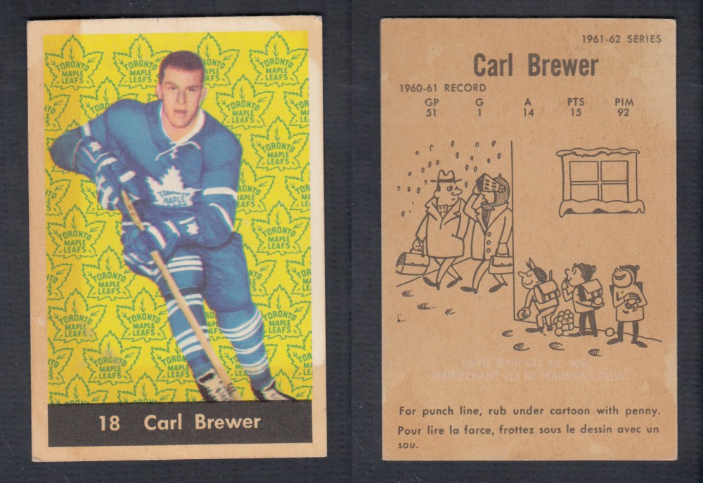 1961-62 PARKHURST HOCKEY CARD #18 C. BREWER photo 1961-62 PARKHURST HOCKEY CARD #18 C. BREWER photo